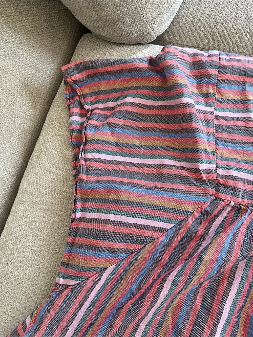 Madewell Multi-Stripe Square-Neck Peasant Top Size medium 100% cotton - Picture 3 of 9